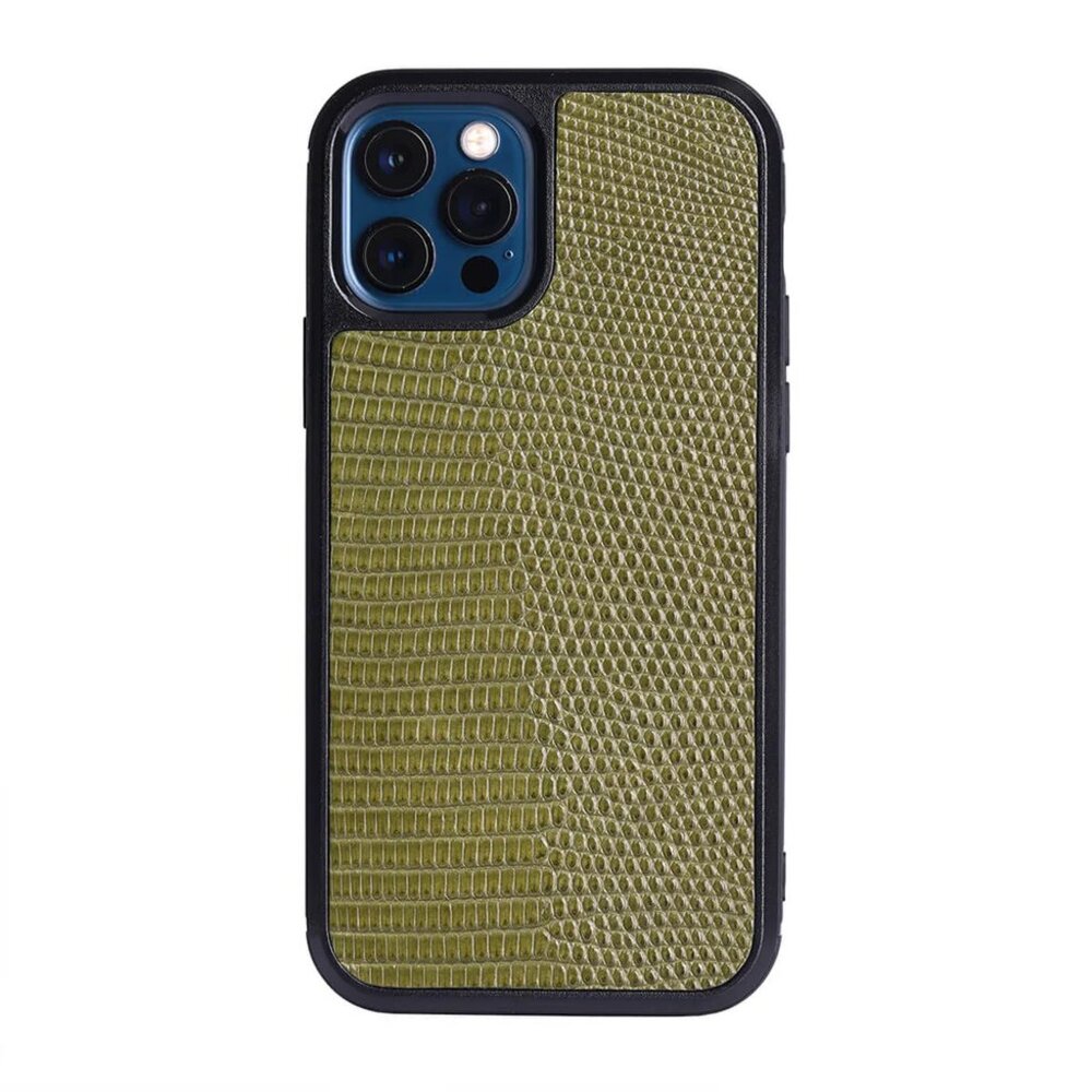Minimalist iPhone 12 & 12 Pro Case - Premium Lizard Leather - Needles Color